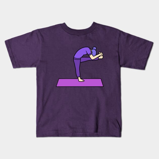 Yoga Standing Head To Knee Pose Kids T-Shirt by Andrew Hau